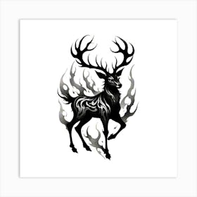 Deer In Flames Art Print