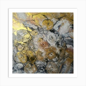 Gold And Black Abstract Painting Art Print