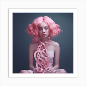 Pink Haired Girl Art Print