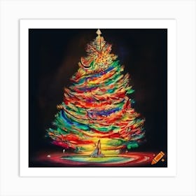 Craiyon 150836 Detailed Christmas Tree Colored Pencil Drawing In Rembrandt Style Art Print
