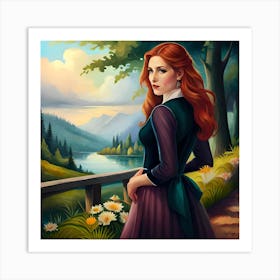 Girl With Red Hair Art Print