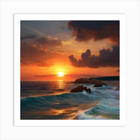 Sunset At The Beach Art Print