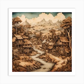 Village In The Mountains 1 Art Print
