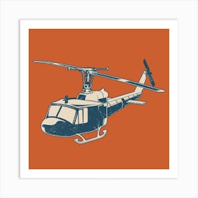 Retro Helicopter Orange  Art Print