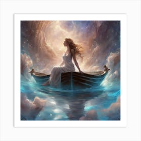 Mermaid In A Boat Art Print