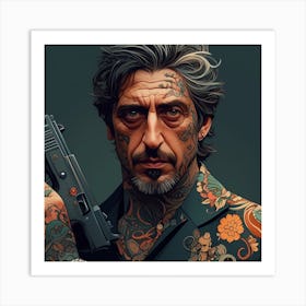 Hunzinator Al Pacino With Tattoos Art Print