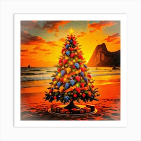 Christmas Tree On The Beach 2 Art Print