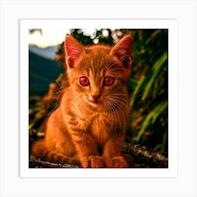 Orange Kitten With Red Eyes Art Print