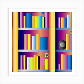 Colorful Bookshelves Art Print