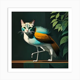 Cat With Feathers Art Print