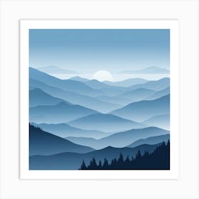 Misty mountains background in blue tone 56 Art Print