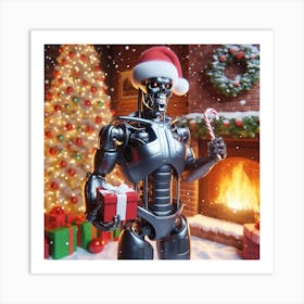 Santa Robot Art Print