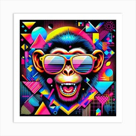 Monkey In Sunglasses / Vivid / Abstract / Whacky Art Print