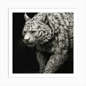 Tiger With Leaves Art Print