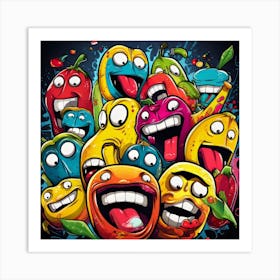 Cartoon Characters Graffiti Art Print