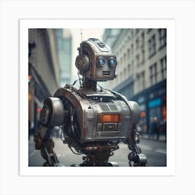 Robot On The Street 64 Art Print