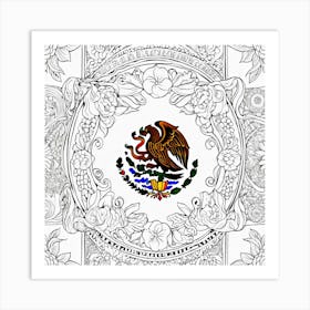 Mexican Flag Coloring Page Art Print