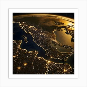 Earth At Night 17 Art Print