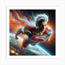 Superman In Space 4 Art Print