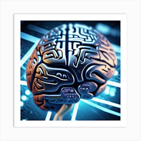 Brain On A Circuit Board 15 Art Print