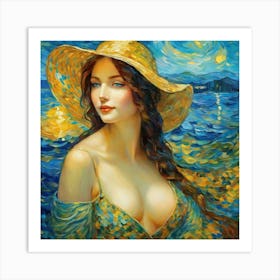 Woman In A Hat xvg Art Print