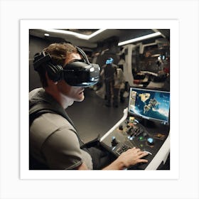 Man In Vr Headset Art Print