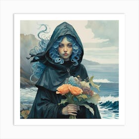 Girl With Blue Hair 2 Art Print