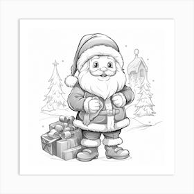 Santa Claus black white Art Print