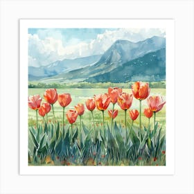 Watercolor Tulips Poster