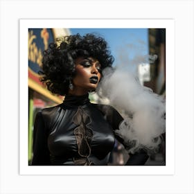 A Smoking Hot Sexy Black Woman Wearing A Black Atsuko Kudo Latex Dress Art Print