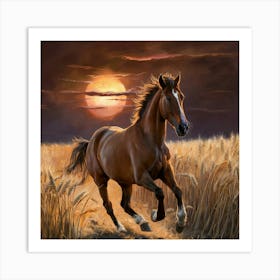 Horse In The Wheat Field 2 Art Print