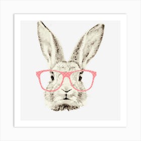 Cute Bunny Rabbit Pink Glasses Funny Hipster Easter Gift Art Print