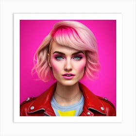 Beautiful Young Woman With Pink Hair Art Print