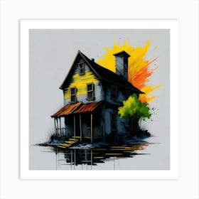 Colored House Ink Painting (51) Art Print