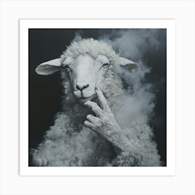 Sheep With Smoke Art Print