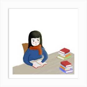 Girl Reading A Book 1 Art Print