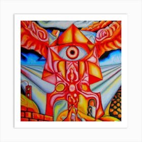 An Cubism Oil Painting Of Heaven, Hell Art Print