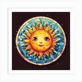 Mosaic Sun A Sun Created From A Mosaic Of Small Tiles 27 Art Print