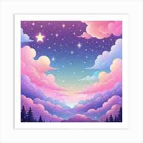 Sky With Twinkling Stars In Pastel Colors Square Composition 230 Art Print