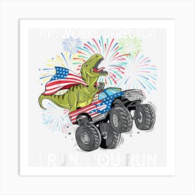 Fireworks Director Shirt Trex Dinosaur 4th Of July Patriotic Art Print