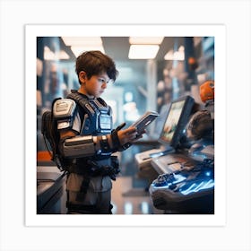 Futuristic Boy In Space 1 Art Print