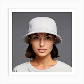 Portrait Of A Woman Wearing A Bucket Hat Art Print