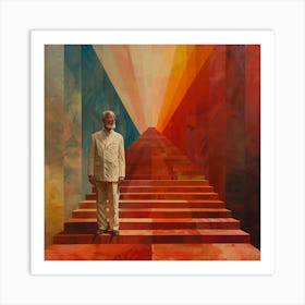 Man Standing On Stairs Art Print