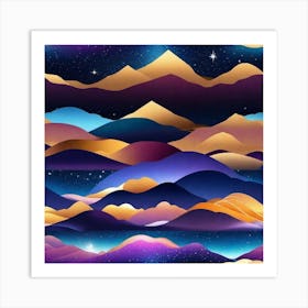 Mountains In The Night Sky Art Print