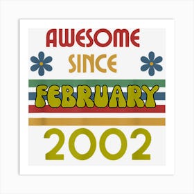 Awesome Since February 2002 Year Old Birthday Retro Art Print