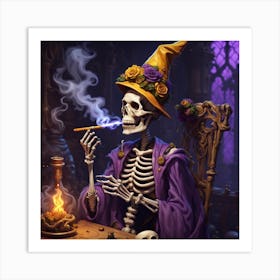 Skeleton Smoking A Cigarette Art Print