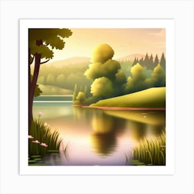 Landscape With A Lake 1 Art Print