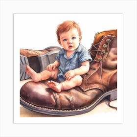 Baby In A Boot Art Print