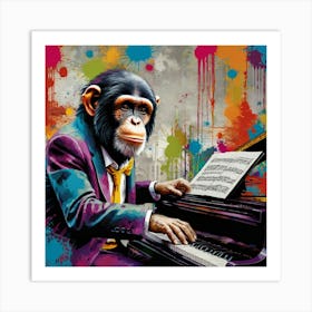 Piano chimps 5 Art Print