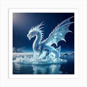 Firefly Dragon, Ice, Translucent, Wings, Snowflake, Patterns, Breathing, Icy, Winds, Frozen, Lake, M (9) Art Print